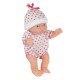 Papusa Bebelus cu Body Alb cu Buline Roz & Caciulita 12cm