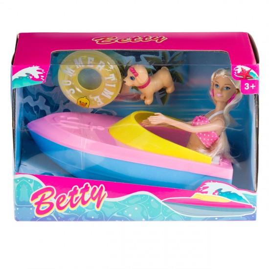 Papusa Manechin Betty cu Costum de Baie Barca & 2 Accesorii