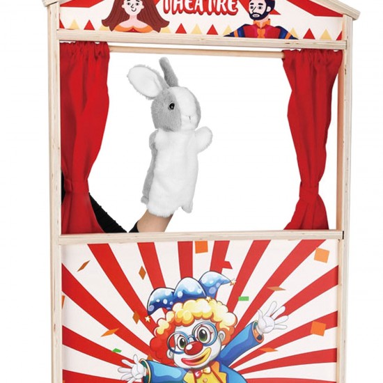 Figurina din Plus Iepuras Gri pentru Teatru de Papusi 28cm