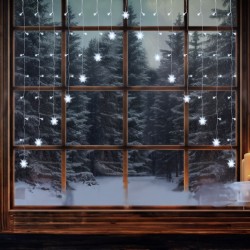 Instalatie de Lumini Perdea cu 71 de Becuri LED Model Fulgi cu Baterii 1.8m de Interior & Exterior - Alb Rece