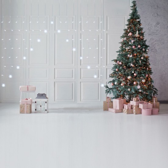 Instalatie de Lumini Perdea cu 71 de Becuri LED Model Fulgi cu Baterii 1.8m de Interior & Exterior - Alb Rece