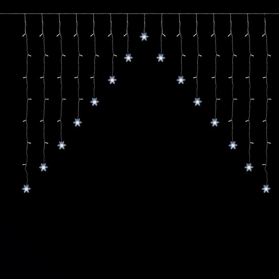 Instalatie de Lumini Perdea cu 71 de Becuri LED Model Fulgi cu Baterii 1.8m de Interior & Exterior - Alb Rece