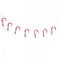 Instalatie de Lumini de Craciun Bastonase Candy cu LED & Baterii 1.9m - Alb Cald