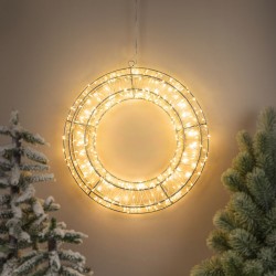 Coronita Metalica Decorativa Flash cu 400 de Becuri LED 30x6cm - Alb Cald