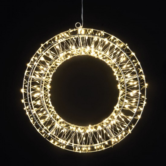 Coronita Metalica Decorativa Flash cu 400 de Becuri LED 30x6cm - Alb Cald