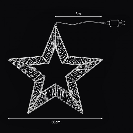 Stea Metalica Decorativa Flash 500 LED 36x6x35.5cm - Alb Cald