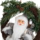 Coroana Decorativa din Lemn cu Figurina Mos Craciun cu Haine Gri 30cm