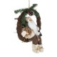 Coronita Decorativa de Craciun din Lemn cu Mos Craciun cu Haina Maro & Felinar Ø30cm