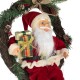 Coronita Decorativa din Lemn cu Mos Craciun cu LED 45cm