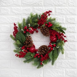 Coronita Decorativa de Craciun cu Pomusoare Rodii Conuri 50cm