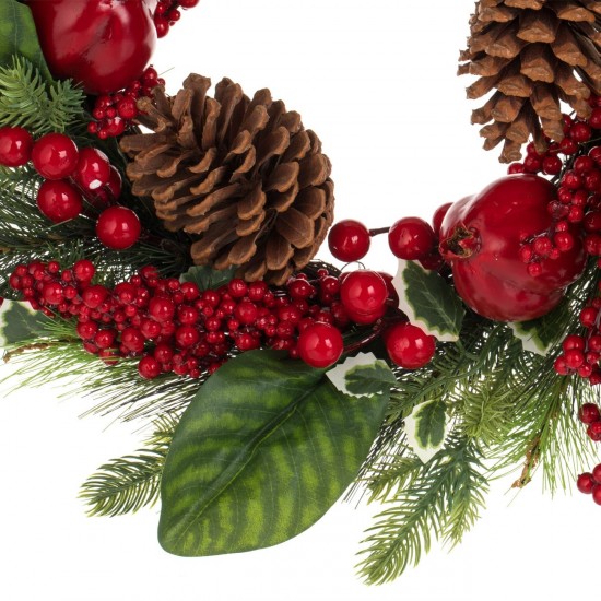 Coronita Decorativa de Craciun cu Pomusoare Rodii Conuri 50cm