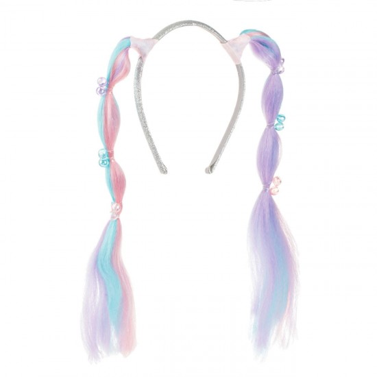 Coronita Par Rainbow cu Glitter Argintiu Suvita cu Margele 32cm