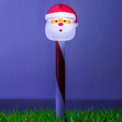 Felinar Solar Stick de Craciun Om de Zapada / Mos Craciun Rosu Alb 36cm