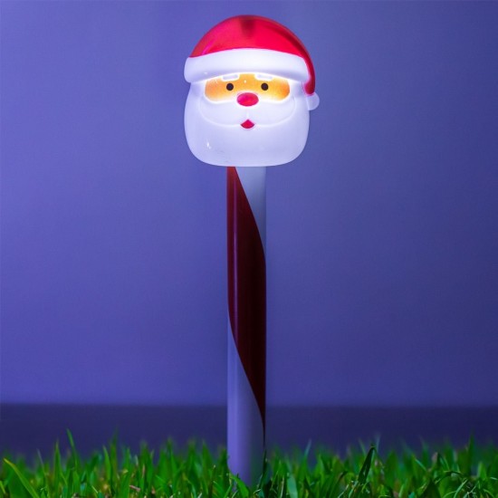 Felinar Solar Stick de Craciun Om de Zapada / Mos Craciun Rosu Alb 36cm