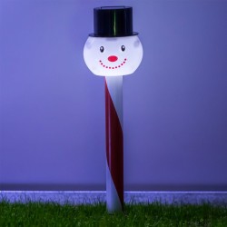 Felinar Solar Stick de Craciun Om de Zapada / Mos Craciun Rosu Alb 36cm