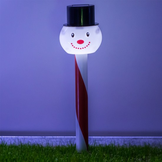 Felinar Solar Stick de Craciun Om de Zapada / Mos Craciun Rosu Alb 36cm