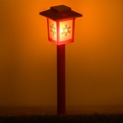 Felinar Solar Stic de Craciun Rosu Fulgi de Zapada Negri cu Efect de Flacara 38cm