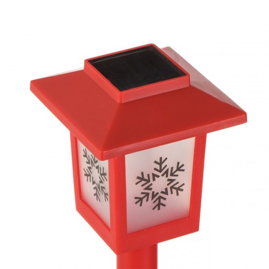 Felinar Solar Stic de Craciun Rosu Fulgi de Zapada Negri cu Efect de Flacara 38cm