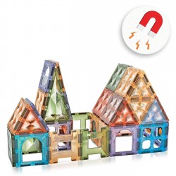 Set Caramizi Magnetice Colorate Masini - 72 de piese