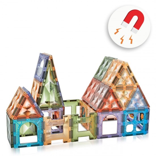 Set Caramizi Magnetice Colorate Masini - 72 de piese