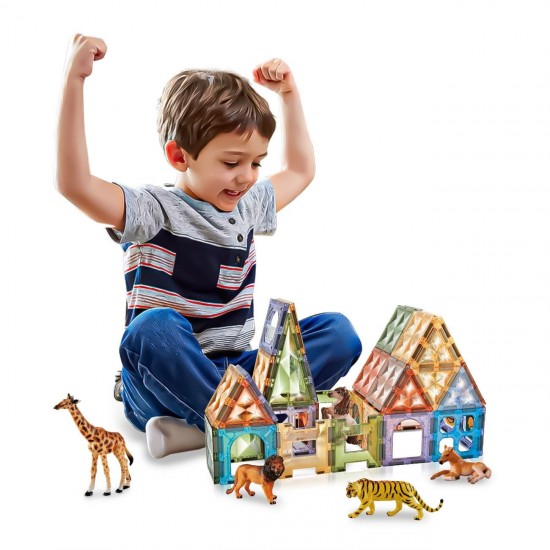 Set Caramizi Magnetice Colorate Masini - 72 de piese