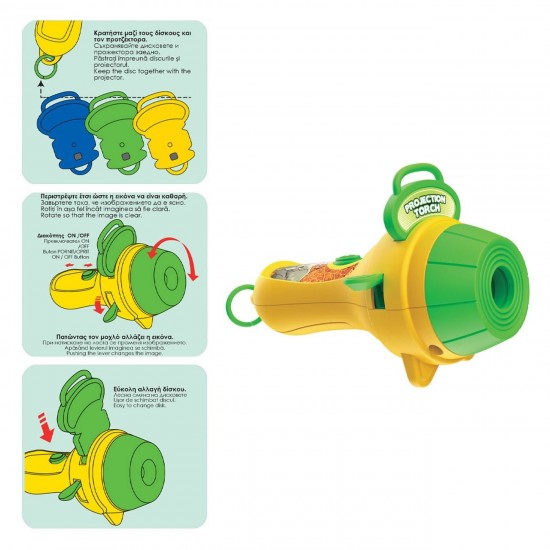 Jucarie Lanterna Proiector Mini Animale din Jungla cu 3 Diapozitive