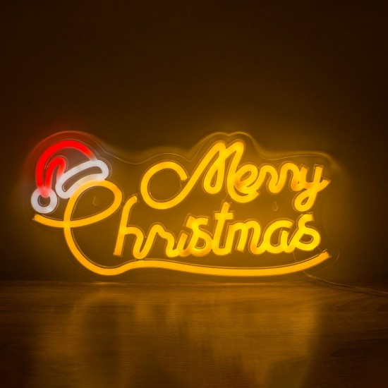Lampa de Craciun "Merry Christmas" LED Neon 42.7x21cm