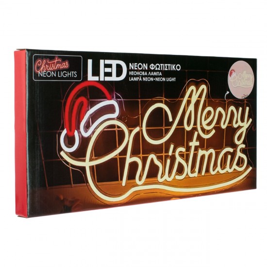 Lampa de Craciun "Merry Christmas" LED Neon 42.7x21cm
