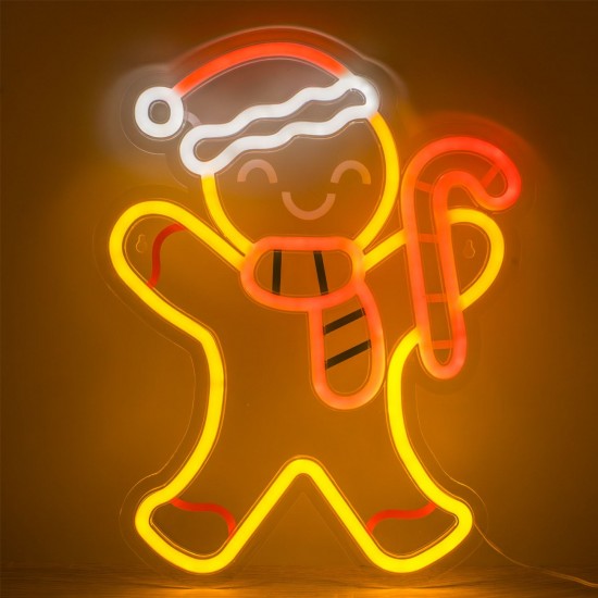 Figurina Om de Turta Dulce cu LED Neon 31.5x40cm
