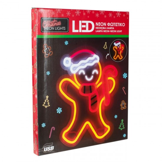 Figurina Om de Turta Dulce cu LED Neon 31.5x40cm