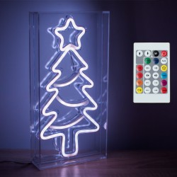 Brad de Craciun cu LED Neon & Telecomanda 15x30cm - Multicolor