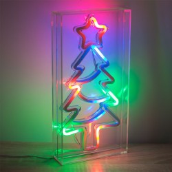 Brad de Craciun cu LED Neon & Telecomanda 15x30cm - Multicolor