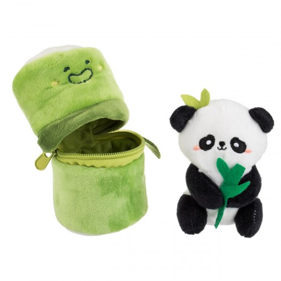 Panda de Plus cu Husa Bambus  Verde 11cm