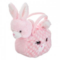 Iepuras de Plus Roz Alb in Geanta Iepuras 19cm