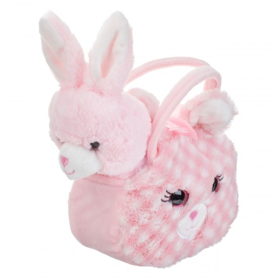 Iepuras de Plus Roz Alb in Geanta Iepuras 19cm