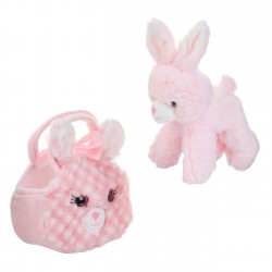 Iepuras de Plus Roz Alb in Geanta Iepuras 19cm