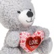 Ursulet de Plus Gri cu Inima Roz Rosie 25cm
