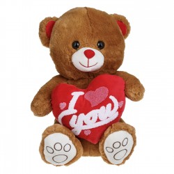 Ursulet de Plus Maro cu Inima Rosie 40cm