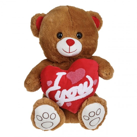 Ursulet de Plus Maro cu Inima Rosie 40cm