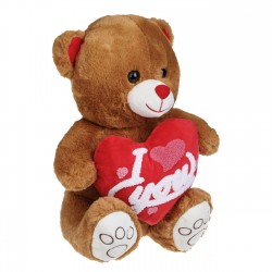 Ursulet de Plus Maro cu Inima Rosie 40cm