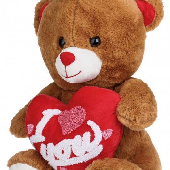 Ursulet de Plus Maro cu Inima Rosie 40cm