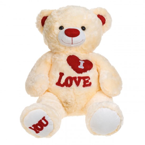 Ursulet de Plus Bej cu Inima Rosie & Glitter 50cm