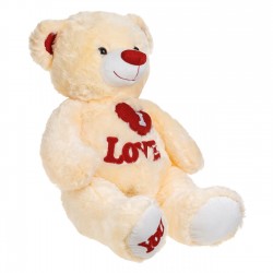 Ursulet de Plus Bej cu Inima Rosie & Glitter 50cm