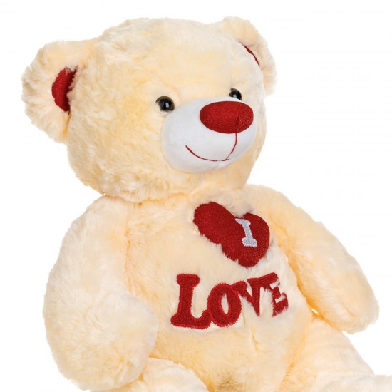 Ursulet de Plus Bej cu Inima Rosie & Glitter 50cm