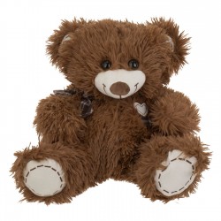 Ursulet de Plus Maro cu Fundita in Carouri & Inima Matlasata 38cm