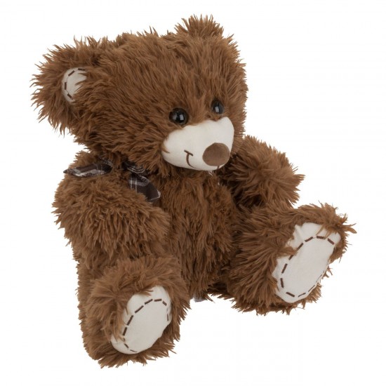 Ursulet de Plus Maro cu Fundita in Carouri & Inima Matlasata 38cm