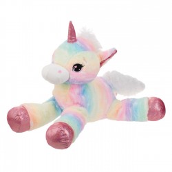 Unicorn de Plus Rainbow Roz cu Glitter 65cm