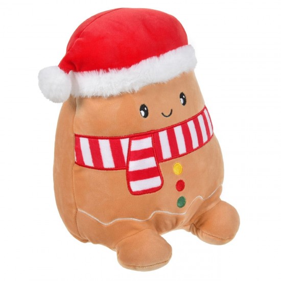 Perna Mallow Figurina Om de Turta Dulce de Plus Maro cu Curea & Caciula de Craciun 31cm