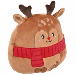 Perna Mallow Figurina Ren de Plus Maro cu Centura Rosie de Craciun 31cm