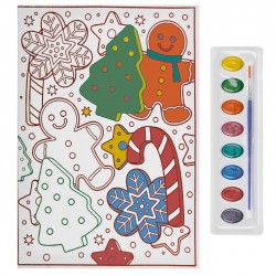 Canvas de Craciun A4 cu Model Om de Turta Dulce & Acuarele - 3 piese